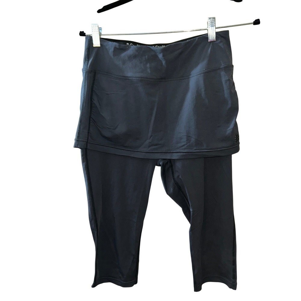 Coolibar Women Black UPF 50+ Sun Protection Swim Skirt Capri Leggings Size M